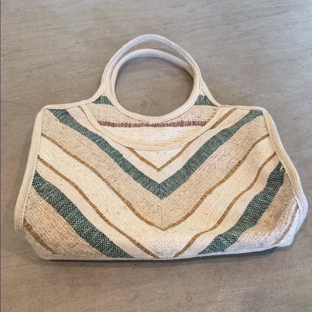 Elegant Cream and Green Tote Bag